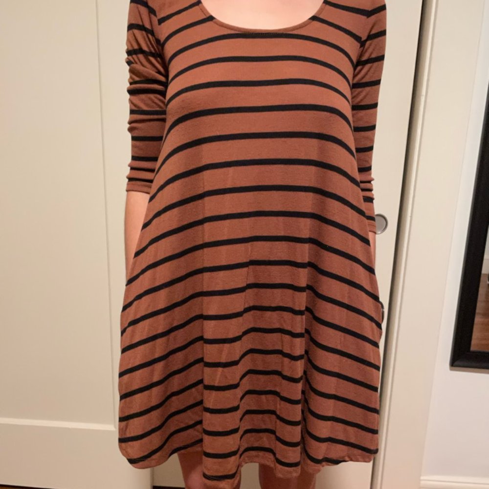 Striped swing dress with pockets